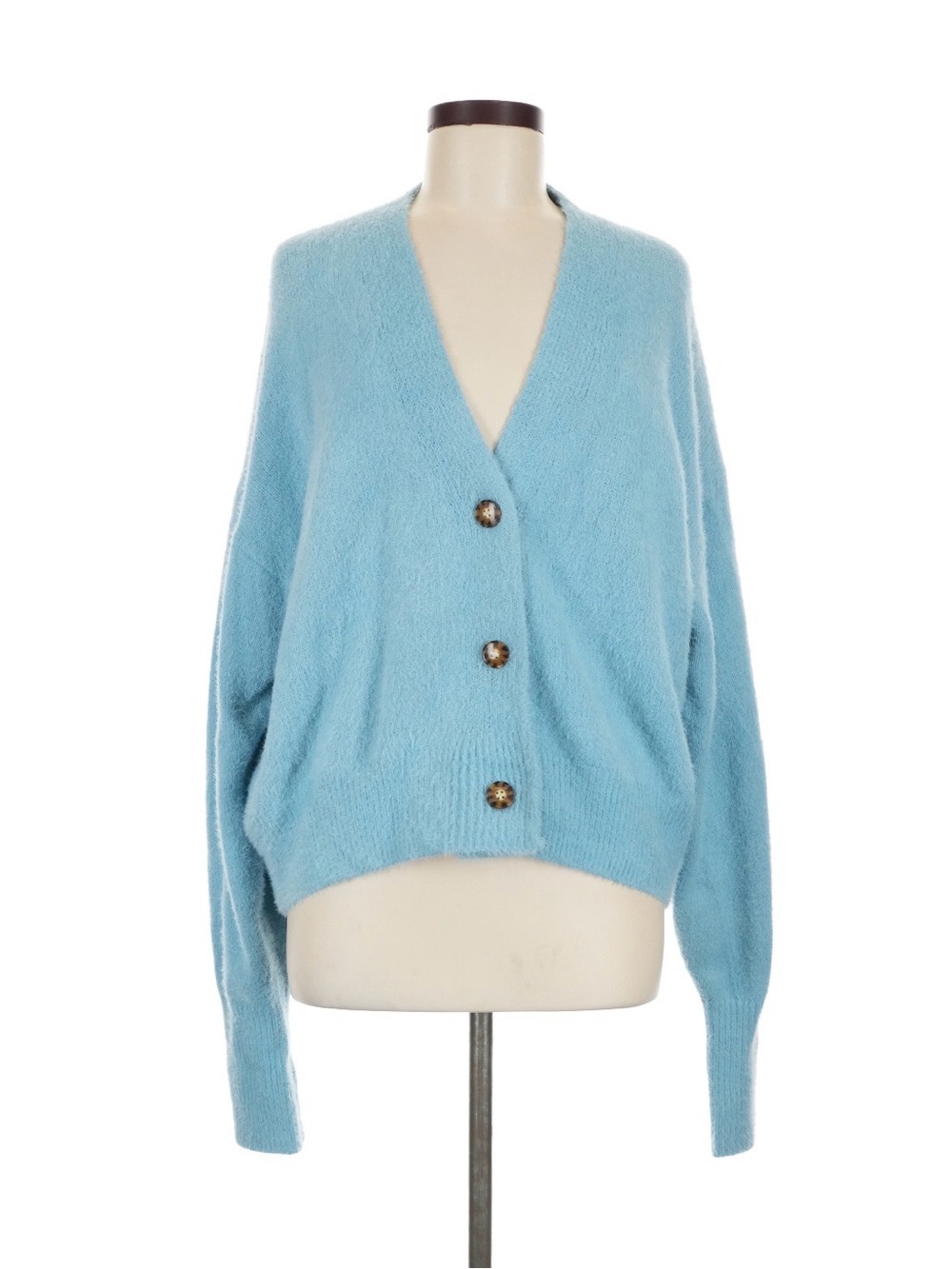 Urban Outfitters Light Blue V-Neck Button-Up Cardigan